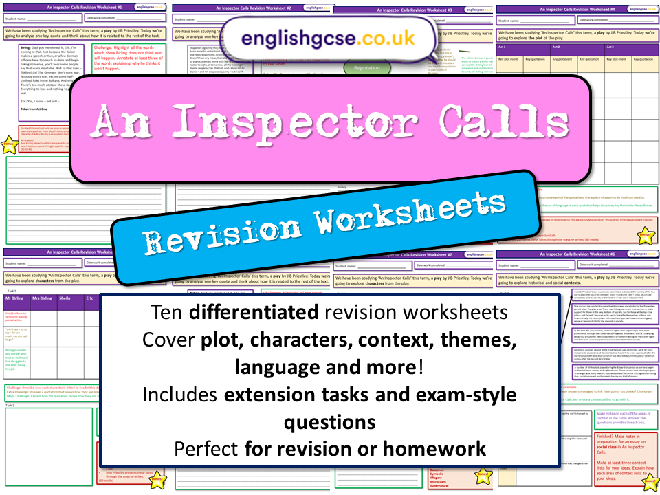 An Inspector Calls Worksheets EnglishGCSE co uk an-inspector-calls-worksheets-englishgcse-co-uk