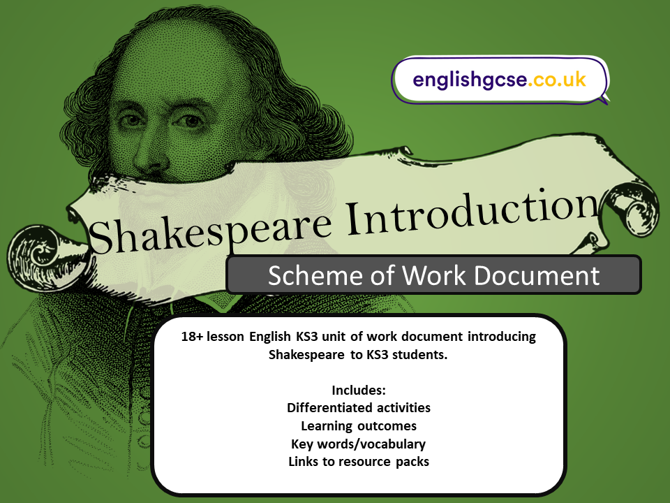Shakespeare Introduction Lesson Shakespeare Introduction KS3 Scheme of Work Document – EnglishGCSE.co.uk