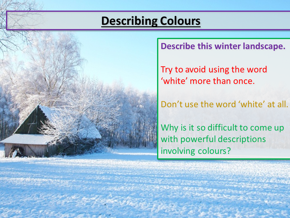 Colours For Descriptive Writing Christmas Descriptive Writing Colours – EnglishGCSE.co.uk