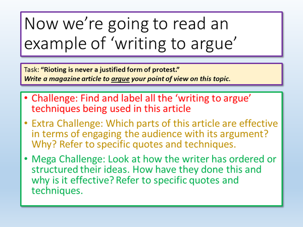 Writing to Argue - Riots – EnglishGCSE.co.uk